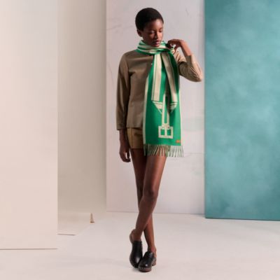 グリーン - レディス, スカーフ、ショール＆マフラー, カシミア